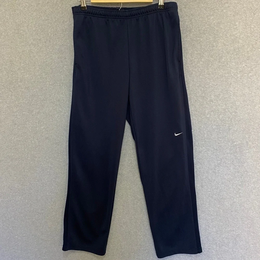 NIKE Men's Medium Navy Blue Performance Track‎ Pants 100% Polyester Drawstring